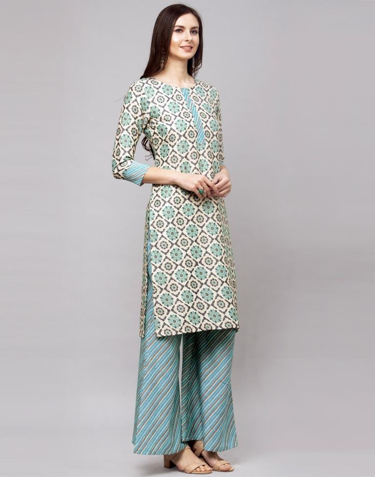 Straight Gray Lucknowi Embroidery Chikankari Kurti Palazzo Set, Long Style,  Casual Wear at Rs 1750/set in Lucknow